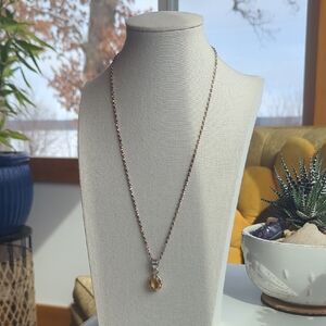 Citrine 925 Sterling Silver Pendant/Necklace 20"
